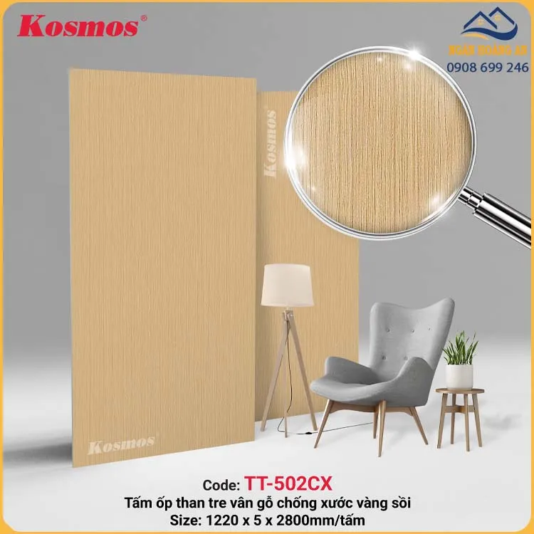 Tấm Ốp Than Tre Kosmos 5mm Vân Gỗ TT-502CX