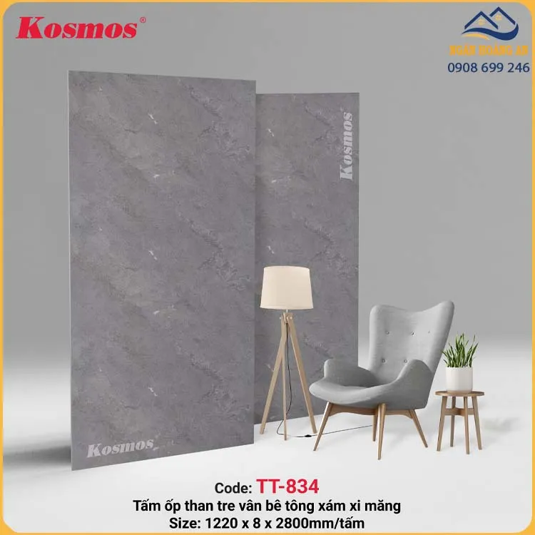 Tấm Ốp Đa Năng Sợi Than Tre Kosmos Xi Măng TT-834