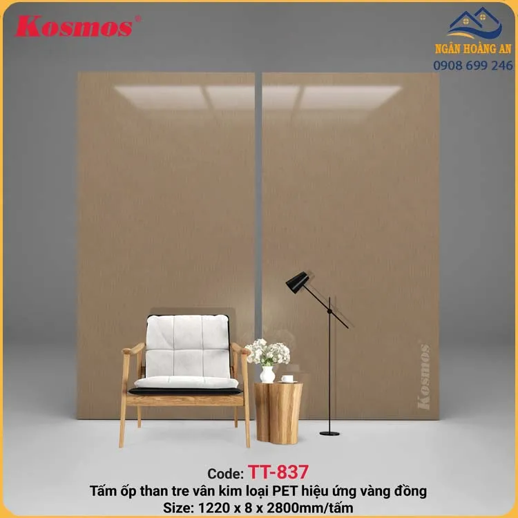 Tấm Ốp Than Tre Kosmos Kim Loại Pet Hiệu Ứng Xước TT-837
