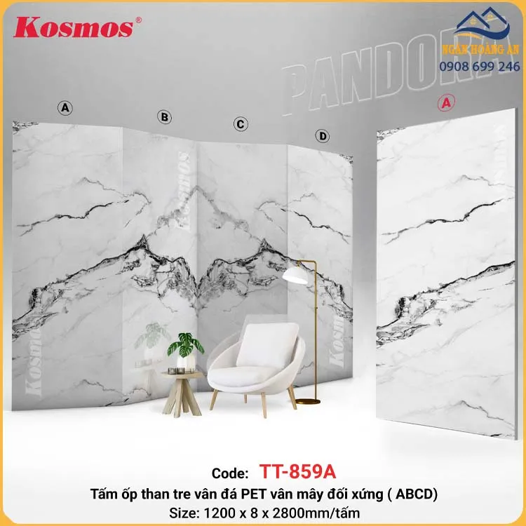 Tấm Ốp Sợi Than Tre Pandora Kosmos TT-859 Vân Đối Xứng