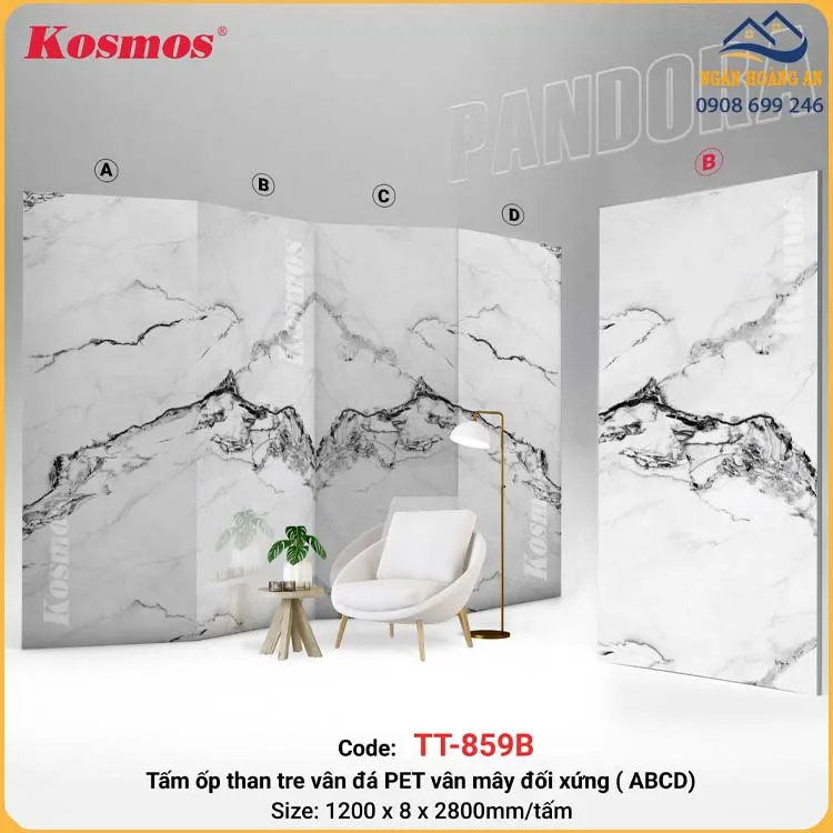 Tấm Ốp Sợi Than Tre Pandora Kosmos TT-859 Vân Đối Xứng