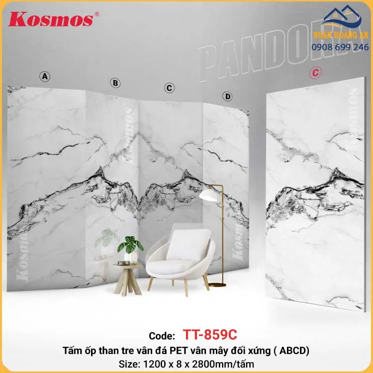 Tấm Ốp Sợi Than Tre Pandora Kosmos TT-859 Vân Đối Xứng
