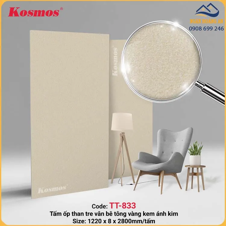 Tấm Ốp Than Tre Kosmos Bê Tông Hiệu Ứng Ánh Kim TT-833
