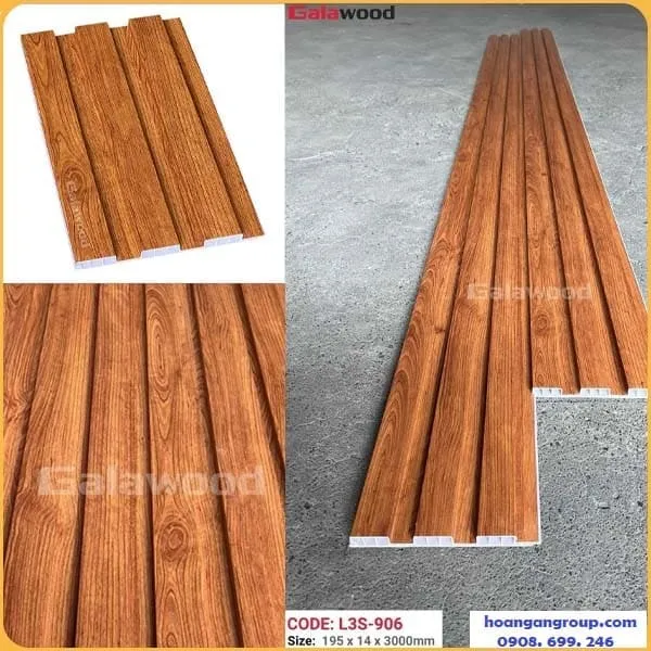 Lam Sóng Ốp Trần Nhựa Giả Gỗ Galawood L3S-906
