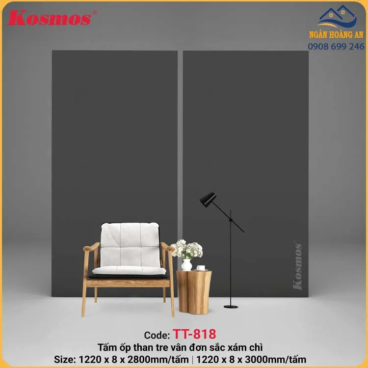 Tấm Ốp Đa Năng Sợi Than Tre Kosmos Đơn Sắc TT-818