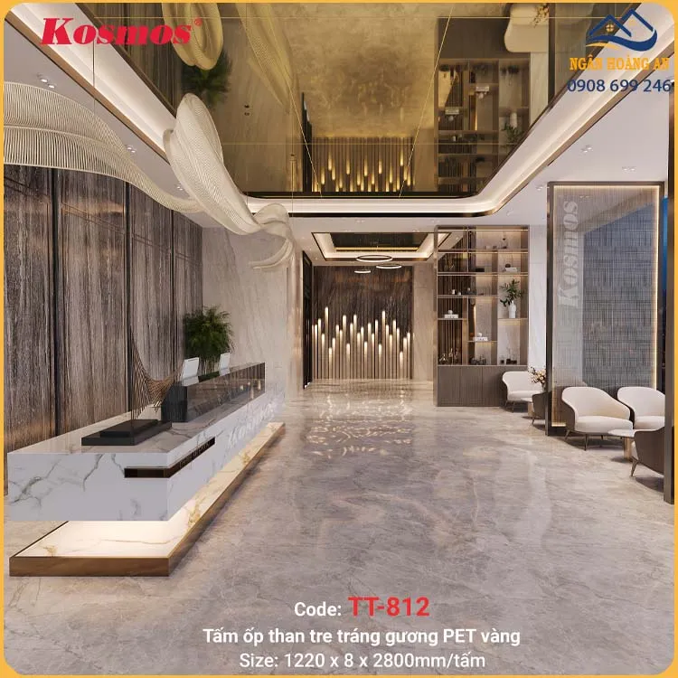 Tấm Ốp Than Tre Kosmos Tráng Gương Pet Vàng TT-812