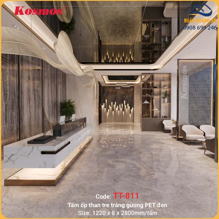 Tấm Ốp Đa Năng Sợi Than Tre Kosmos Tráng Gương Pet TT-811