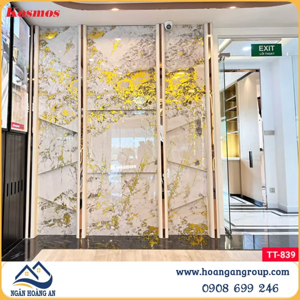Tấm Ốp Sợi Than Tre Pandora Dát Vàng Kosmos TT-839