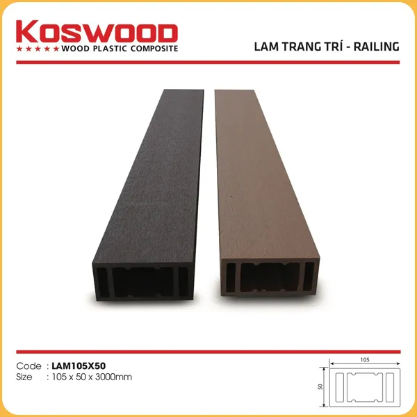 Thanh Lam Gỗ Nhựa Ngoài Trời Kosmos LAM105x50