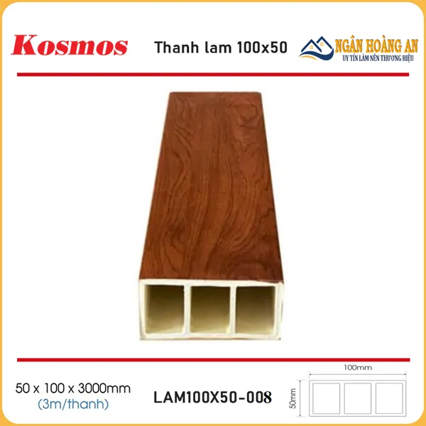 Thanh Lam Gỗ Nhựa Trang Trí Trong Nhà Kosmos 100x50