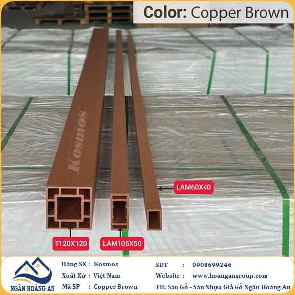 Thanh Lam Trụ Gỗ Nhựa Ngoài Trời Kosmos Màu Copper Brown