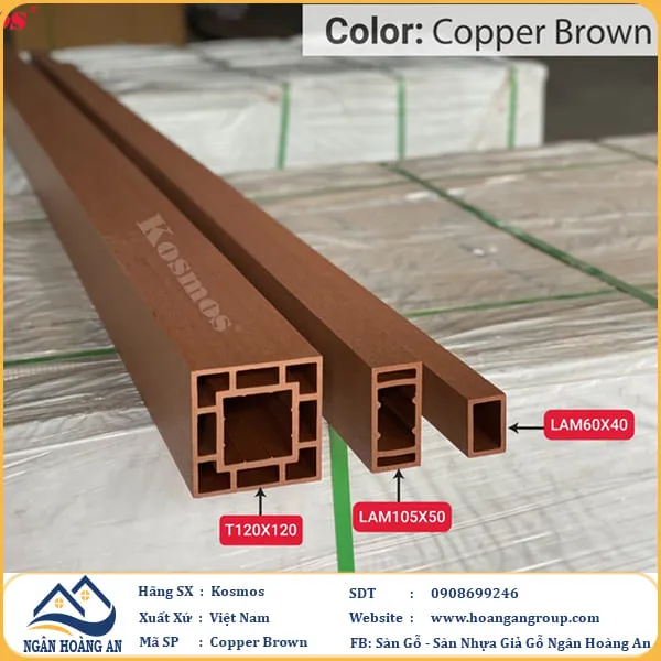 Thanh Lam Trụ Gỗ Nhựa Ngoài Trời Kosmos Màu Copper Brown
