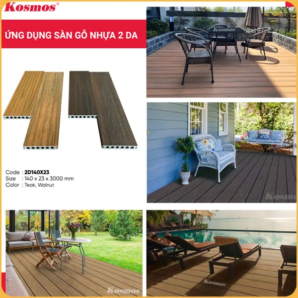 Sàn Gỗ Nhựa Ngoài Trời 2 Da Kosmos 2D140x23