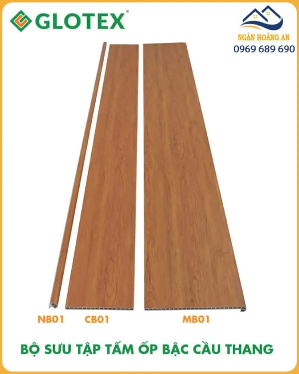 Nẹp Bậc Cầu Thang Nhựa Giả Vân Gỗ Glotex NB01