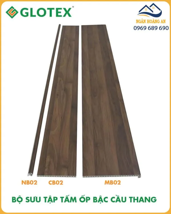 Nẹp Bậc Cầu Thang Nhựa Giả Vân Gỗ Glotex NB02