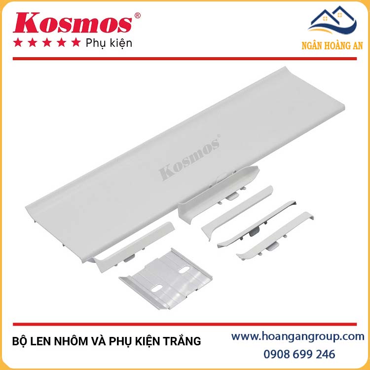 Bộ Len Chân Tường Nhôm Và Phụ Kiện Kosmos 80mm Trắng