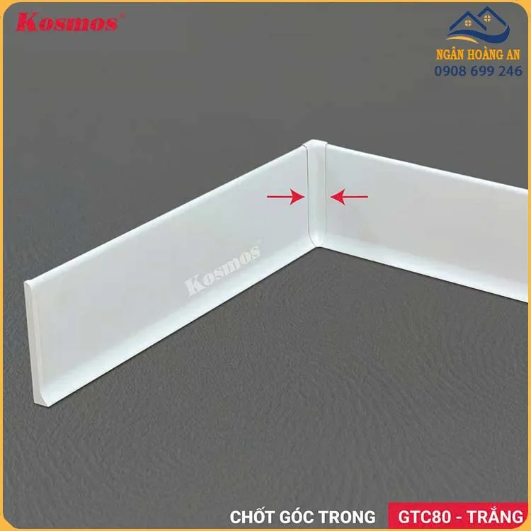 Chốt Góc Trong Len Chân Tường Nhôm Kosmos GTC-TR Trắng