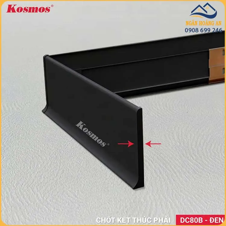 Chốt Kết Thúc Phải Len Chân Tường Nhôm Kosmos DC80B-D Đen
