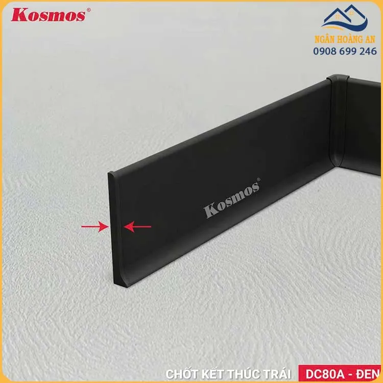 Chốt Kết Thúc Trái Len Chân Tường Nhôm Kosmos DC80A-D Đen