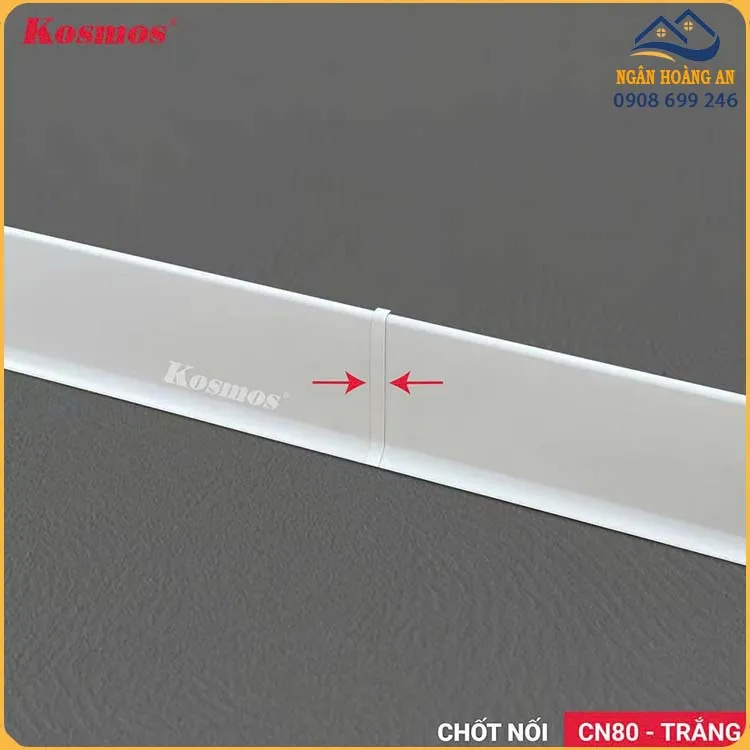 Chốt Nối Len Chân Tường Nhôm Kosmos NC80-TR Trắng