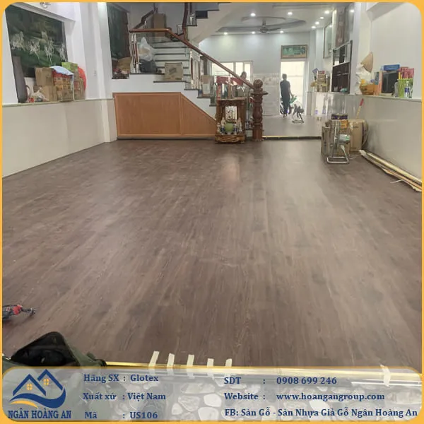 Sàn Nhựa Giả Gỗ Hèm Khóa Glotex Có Đế Cao Su US106