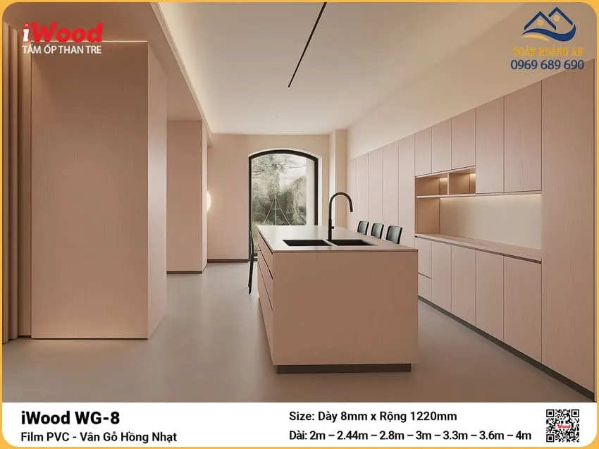 Tấm Ốp Đa Năng Sợi Than Tre Vân Gỗ Iwood WG-8
