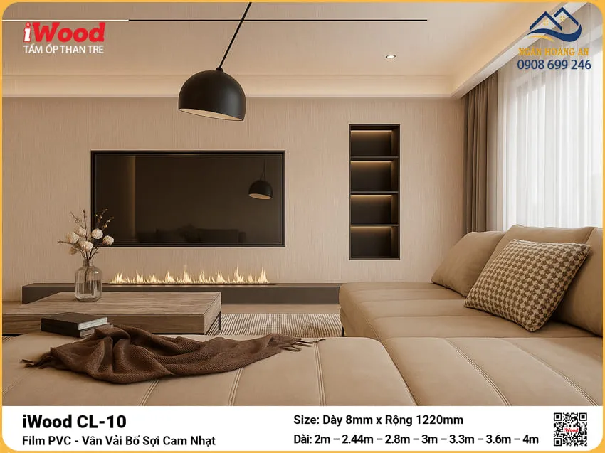 Tấm Ốp Than Tre Vân Vải Iwood CL-10