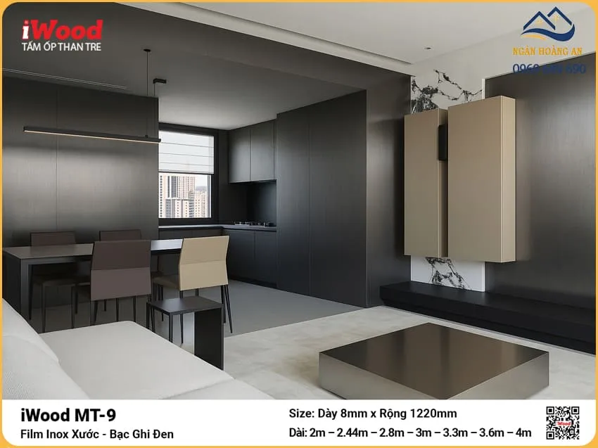 Ốp Tường Tấm Than Tre Vân Kim Loại  iWood MT-9