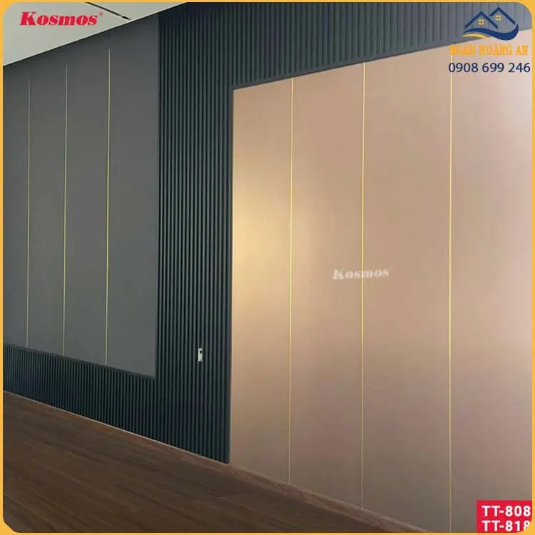 Tấm Ốp Đa Năng Sợi Than Tre Kim Loại PET Hồng Trà Kosmos TT-808