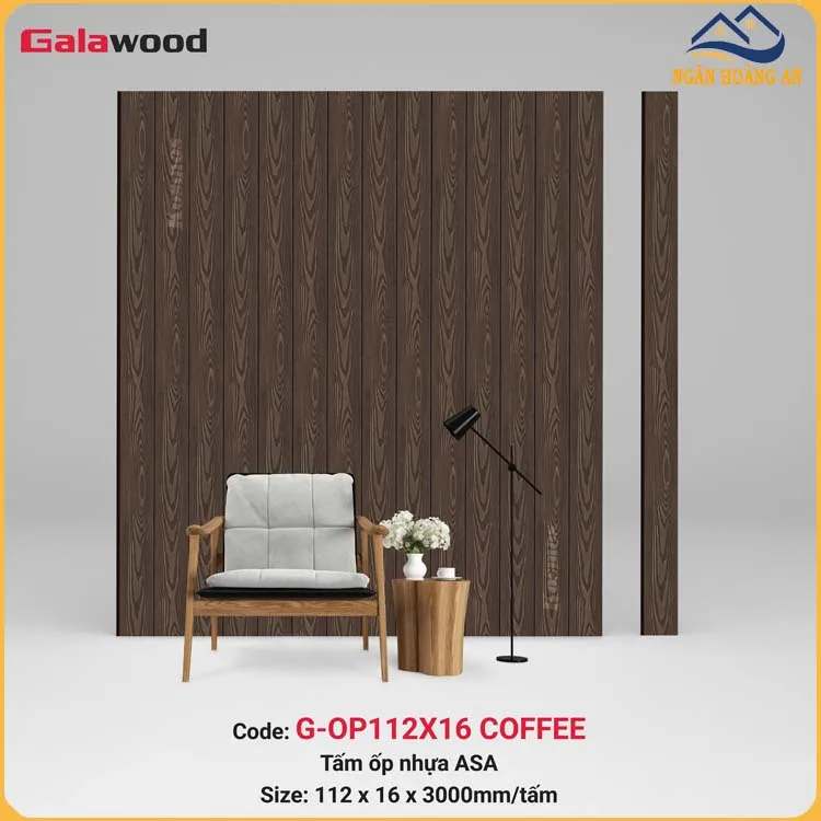Tấm Ốp Gỗ Nhựa Ngoài Trời Phủ ASA Galawood G-OP112X16 Coffee
