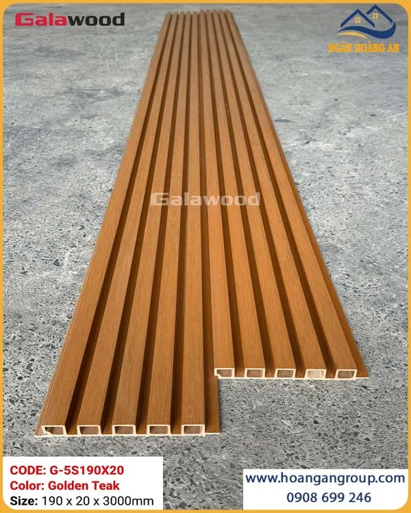 Tấm Ốp Lam 5 Sóng Gỗ Nhựa ASA Galawood G-5S190X20 Golden Teak