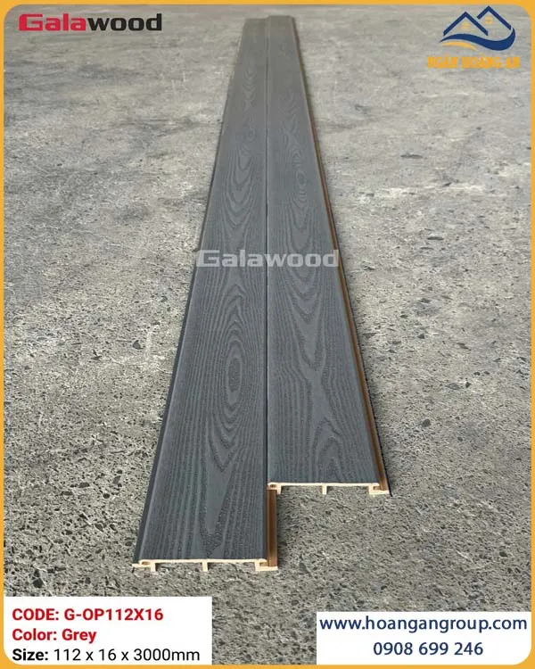 Tấm Ốp Trần Gỗ Nhựa Ngoài Trời Phủ ASA Galawood G-OP112X16 Grey