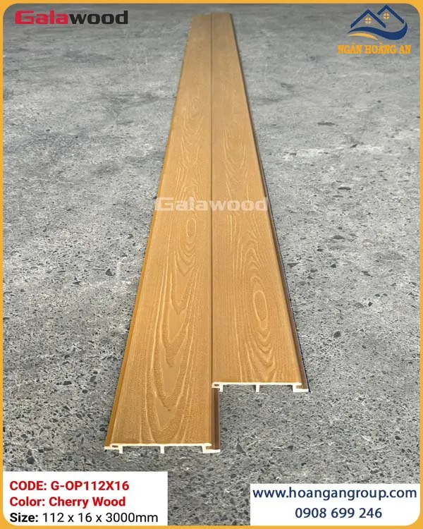 Tấm Ốp Tường Ngoài Trời Phủ ASA Galawood G-OP112X16 Cherry Wood