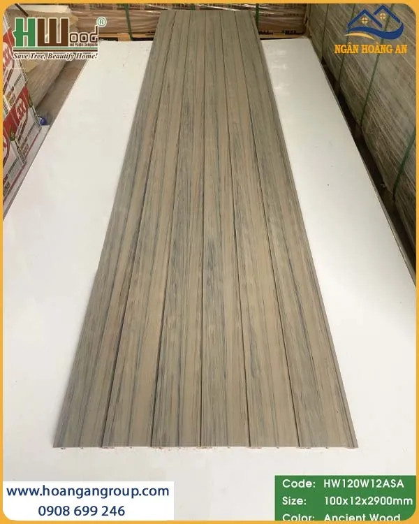 Tấm Ốp Gỗ Nhựa Ngoài Trời ASA Hwood HW120W12ASA Ancient Wood