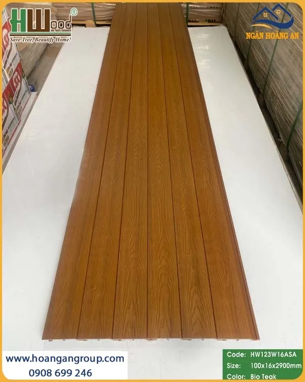Tấm Gỗ Nhựa Ngoài Trời Phủ ASA Hwood HW123W16ASA Bio-Teak