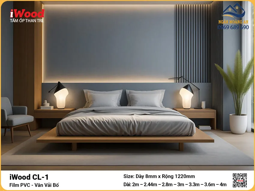Tấm Ốp Than Tre Vân Vải Iwood CL-1