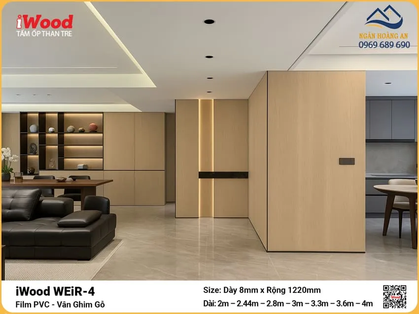 Tâm Ốp Tường Sợi Than Tre Đa Năng iWood WEiR-2