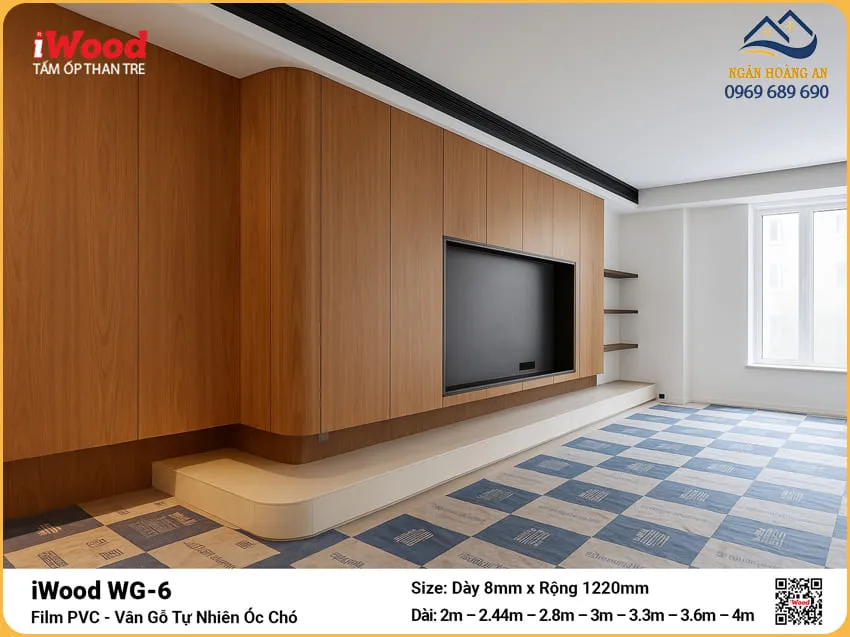 Tấm Ốp Sợi Than Tre Vân Gỗ Iwood WG-6