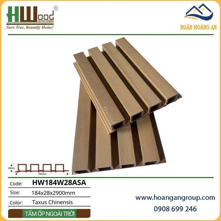Tấm Ốp Tường Lam 4 Sóng Ngoài Trời Phủ ASA Hwood HW184W28ASA