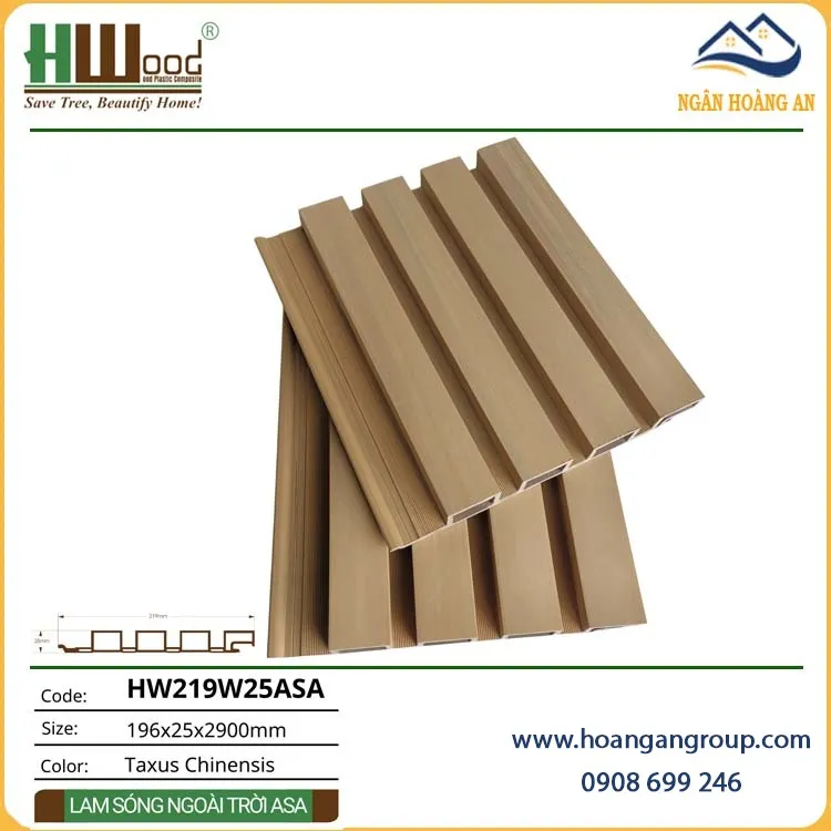 Ốp Tường Trần Lam 4 Sóng Ngoài Trời Phủ ASA Hwood HW219W25ASA