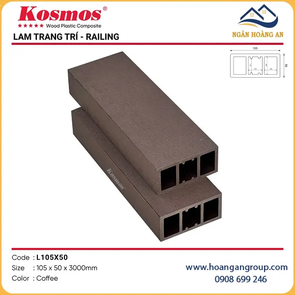 Thanh Lam Gỗ Nhựa Ngoài Trời Kosmos LAM105x50