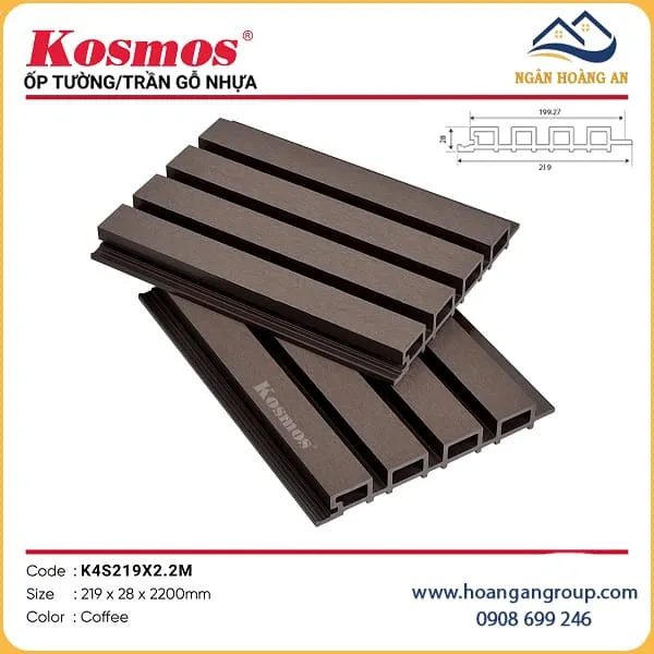 Tấm Ốp Lam Sóng Ngoài Trời Kosmos K4S219X28 Coffee 2.2m