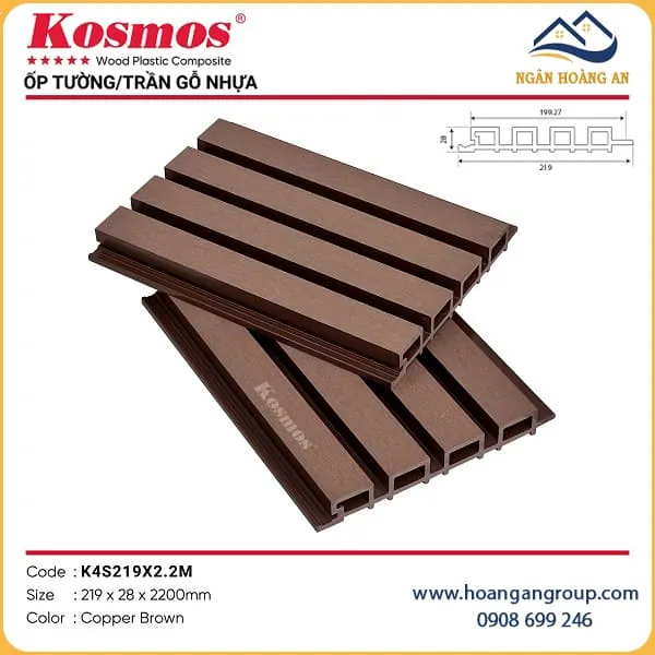 Tấm Ốp Lam Sóng Ngoài Trời Kosmos KW4S219X28 Copper Brown 2.2m