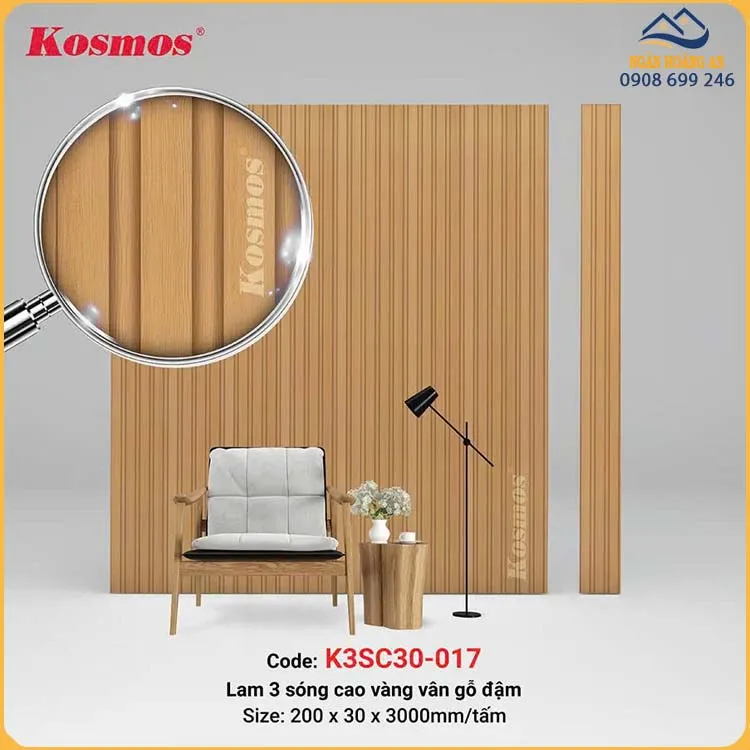 Lam 3 Sóng Cao Giả Gỗ Kosmos K3SC30-017