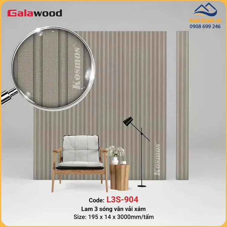 Tấm Ốp Lam Sóng Vân Vải Xám Galawood L3S-904