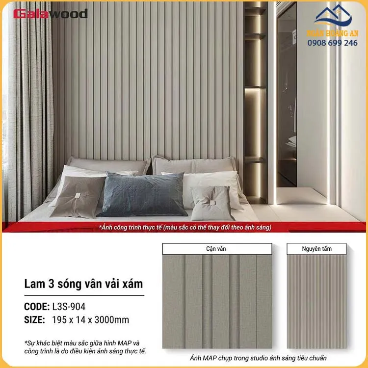 Tấm Ốp Lam Sóng Vân Vải Xám Galawood L3S-904