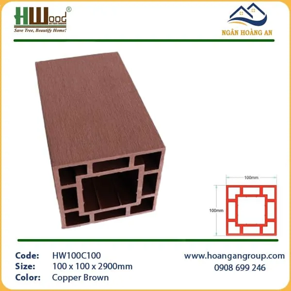 Lam Trụ Pergola Gỗ Nhựa Ngoài Trời Hwood HW100C100 