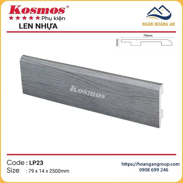 Len Chân Tường Nhựa Giả Gỗ LP23 Cao 79mm