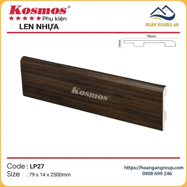 Len Chân Tường Nhựa Giả Gỗ LP27 Cao 79mm