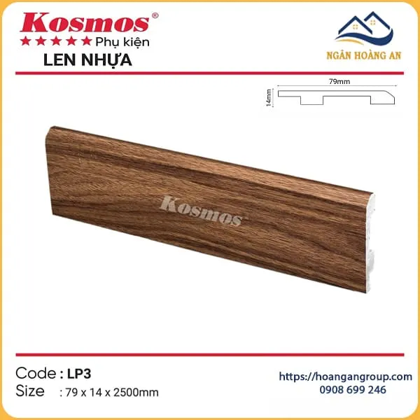 Len Chân Tường Nhựa Giả Gỗ Kosmos LP3